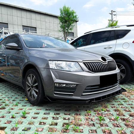 AutoStyle, Frontspoiler, 3-delt, passer til Skoda Octavia III (5E) HB/Kombi (2013-2017), Excl. RS, Blank sort ABS