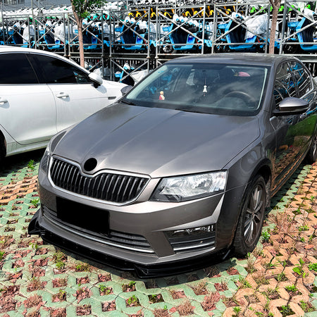 AutoStyle, Frontspoiler, 3-delt, passer til Skoda Octavia III (5E) HB/Kombi (2013-2017), Excl. RS, Blank sort ABS