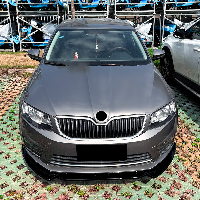 AutoStyle, Frontspoiler, 3-delt, passer til Skoda Octavia III (5E) HB/Kombi (2013-2017), Excl. RS, Blank sort ABS