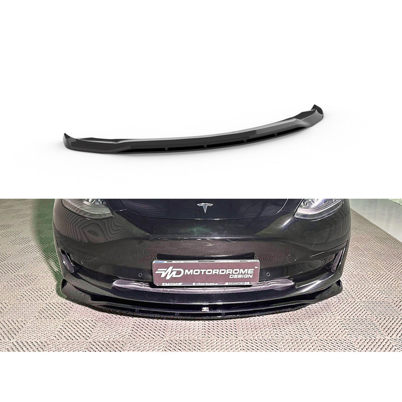 Motordrome, Frontspoiler V.2, passt für Tesla Model 3 2017-2023, ABS Glanzschwarz