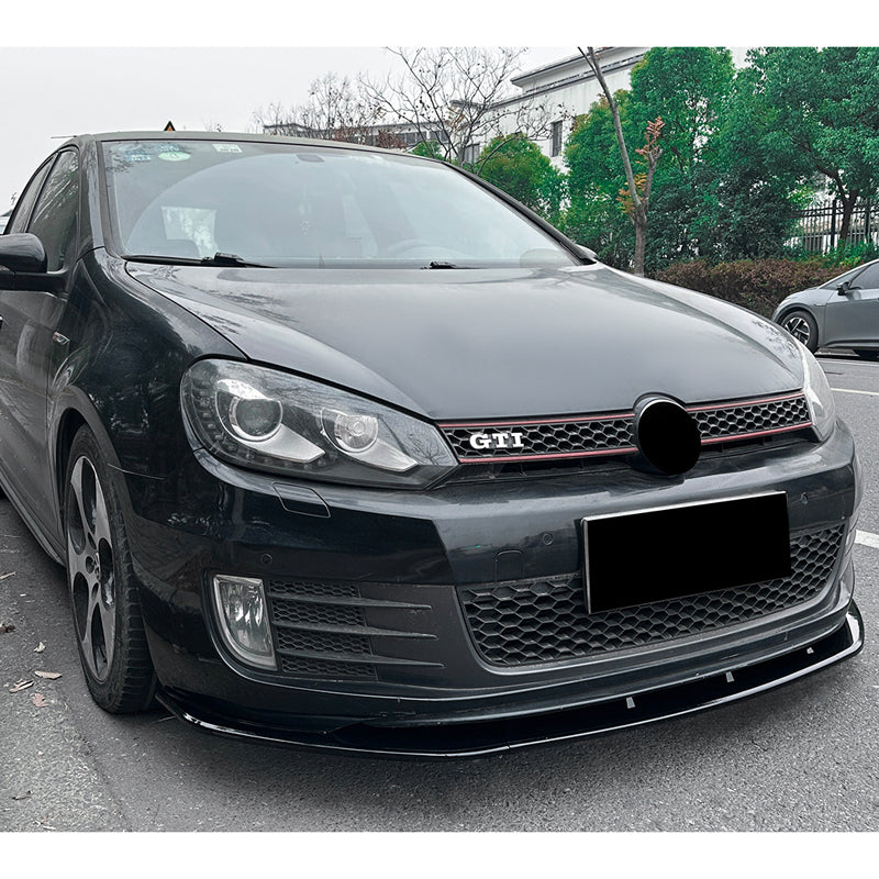 AutoStyle, Frontspoilerlippe, Glossy Schwarz ABS, Passend für Volkswagen Golf VI GTi 2008-2012, 3-teilig