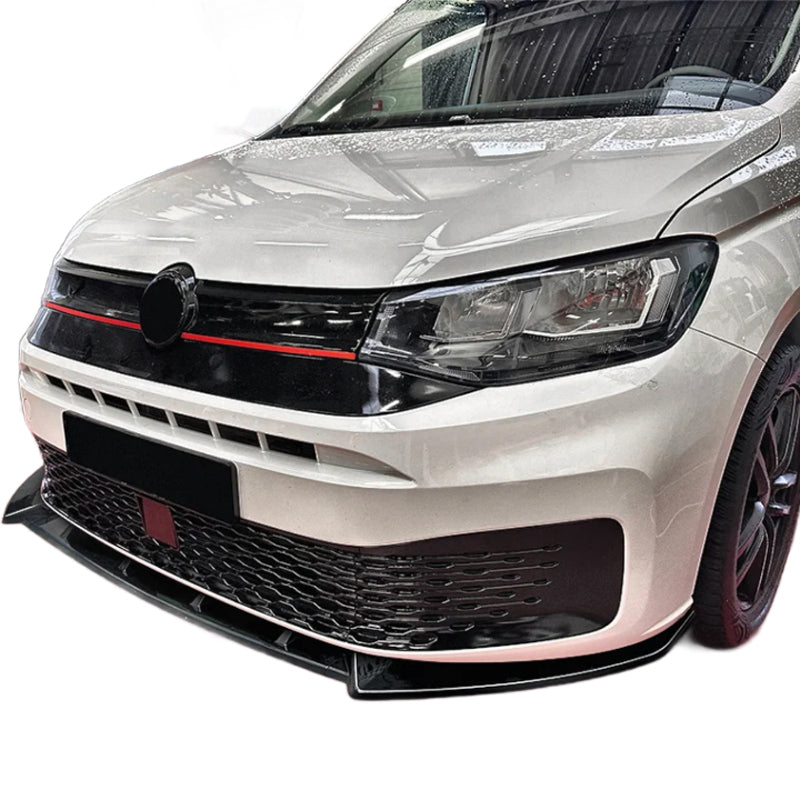 AutoStyle Frontspoilerlippe geeignet für Volkswagen Caddy V 2020- (Hochglanzschwarz ABS)
