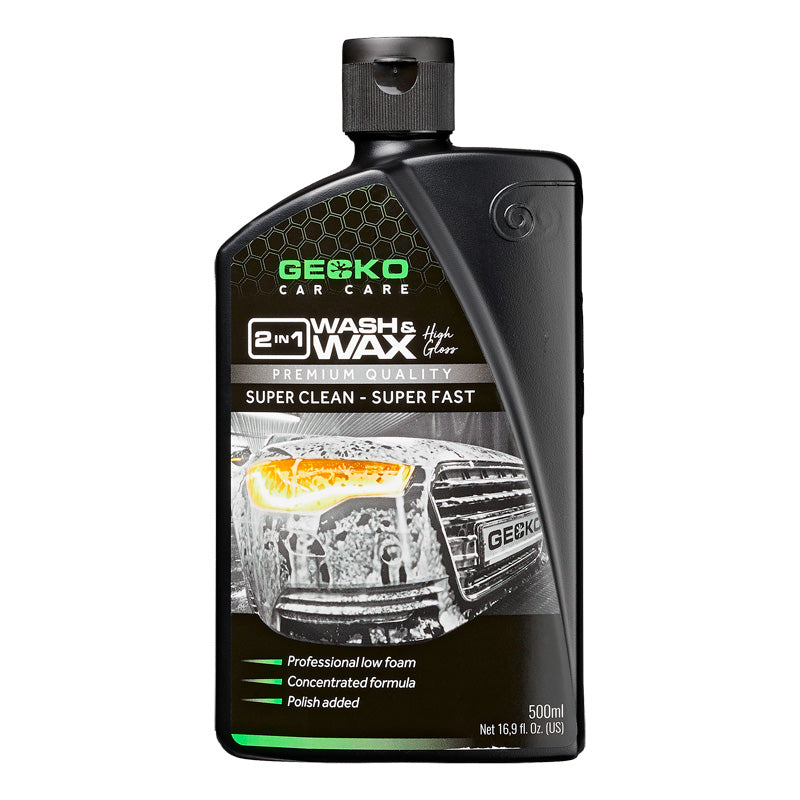 Gecko, 2in1 Waschen & Wachsen 500ml, Flüssigkeit, Schwarz