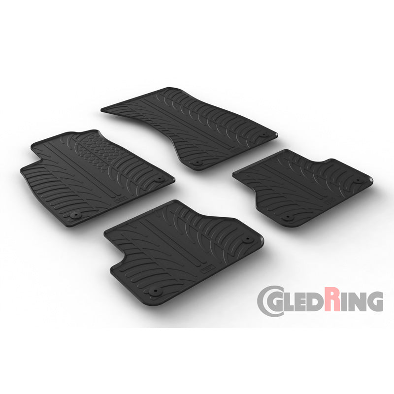 Gledring, Satz Gummimatten passend für Audi A4 2015-2021 & FL 2021- (T Profil 4-teilig + Montage-clips), Schwarz