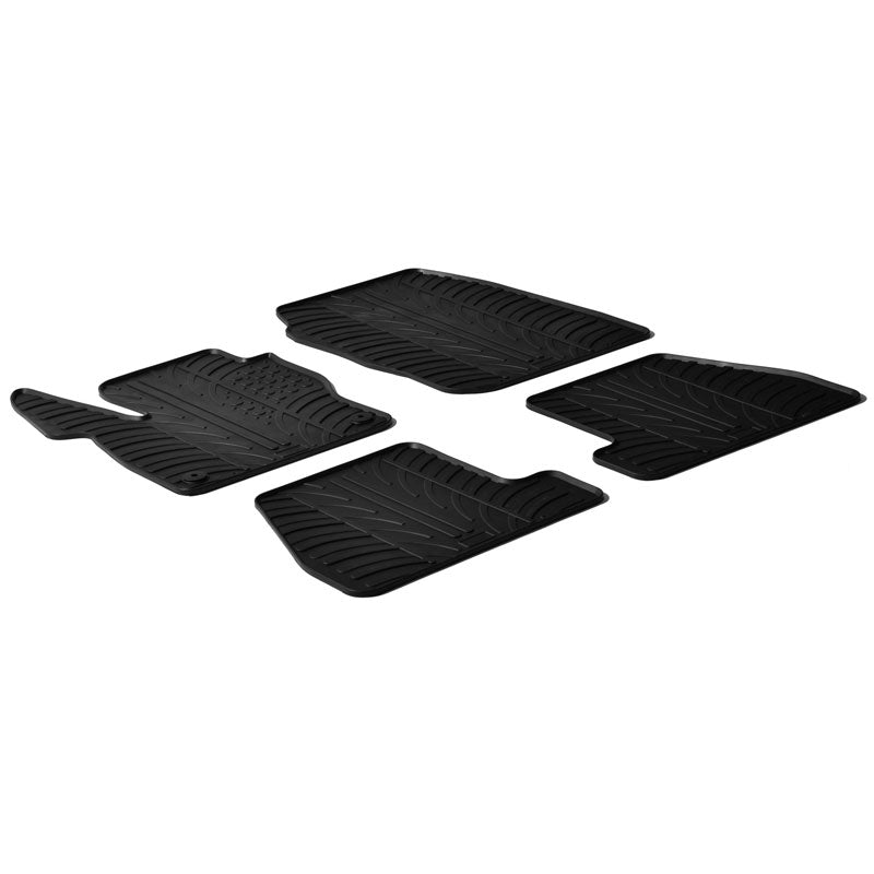 Gledring, Satz Gummimatten passend für Ford Focus 3/5 türer + ST 2011-2015 (T Profil 4-teilig + Montage-clips), Schwarz