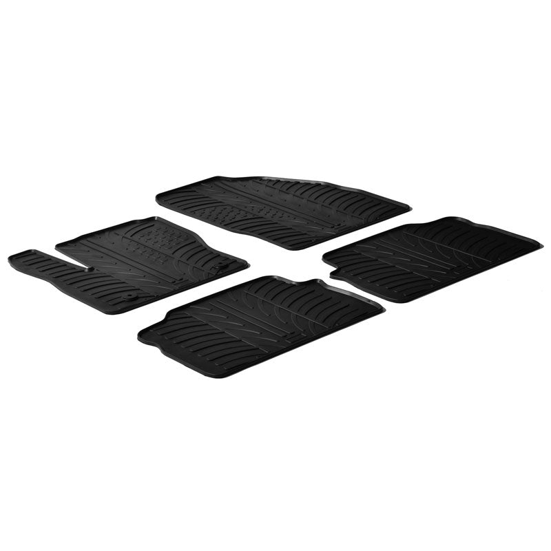 Gledring, Satz Gummimatten passend für Ford Kuga 2008-2013 (T Profil 4-teilig + Montage-clips), Schwarz