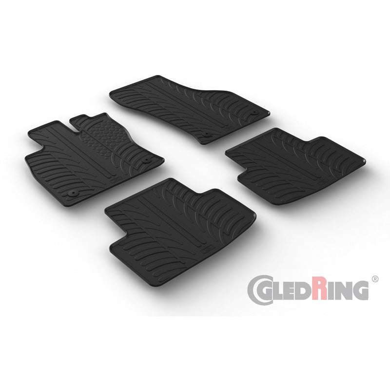 Gledring, Satz Gummimatten passend für Skoda Octavia IV Limousine/Kombi 2020- exkl. e-Tec (T Profil 4-teilig + Montage-clips), Schwarz