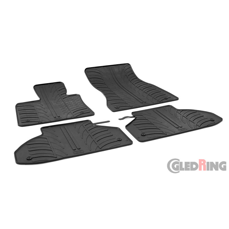 Gledring, Satz Gummimatten passend für BMW X6 (F16) 2014-2019 (T Profil 4-teilig + Montage-clips), Schwarz