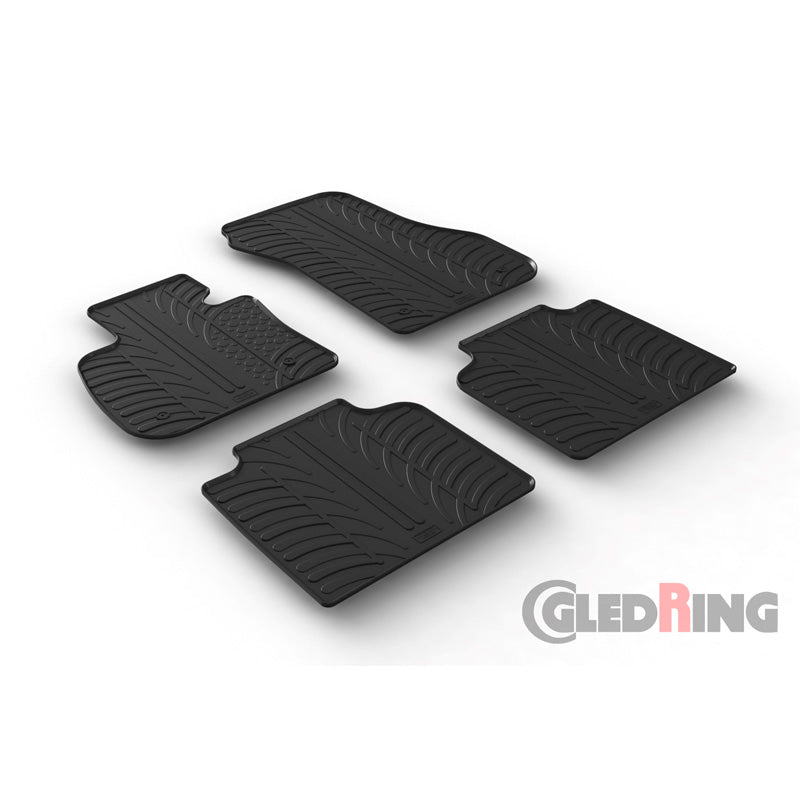 Gledring, Satz Gummimatten passend für BMW 2er F46 Gran Tourer 2015- (T Profil 4-teilig + Montage-clips), Schwarz
