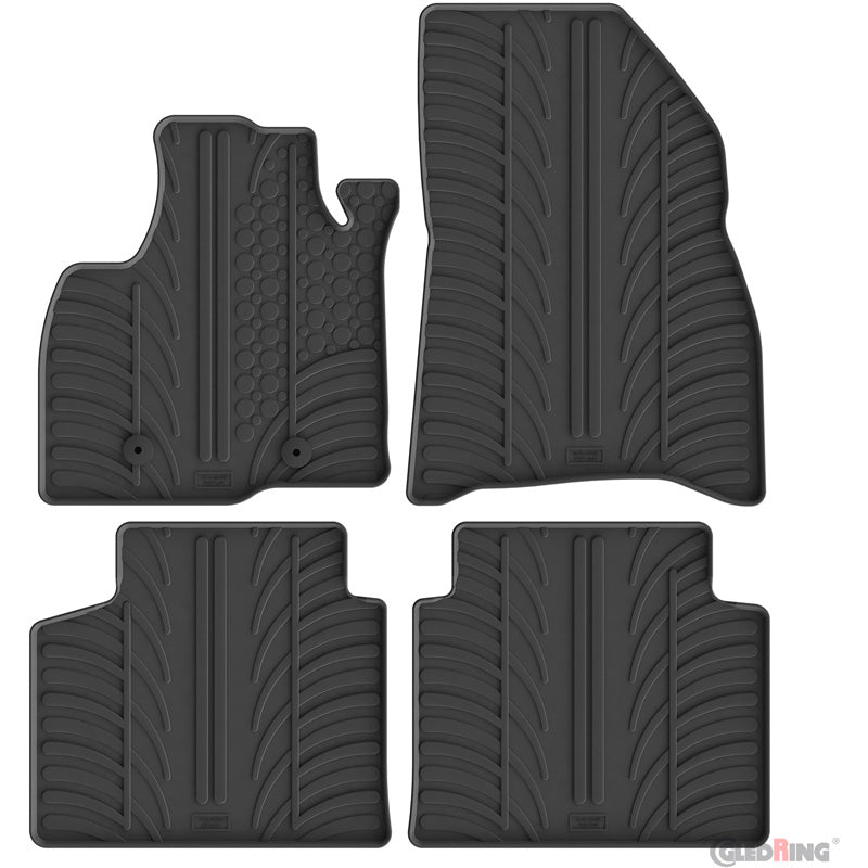 Gledring, Fußmatte, Gummi T-Profil, 4-teiliges Set + Mattenclips, passend für Dacia Bigster 4x4 Benzin (2024-)