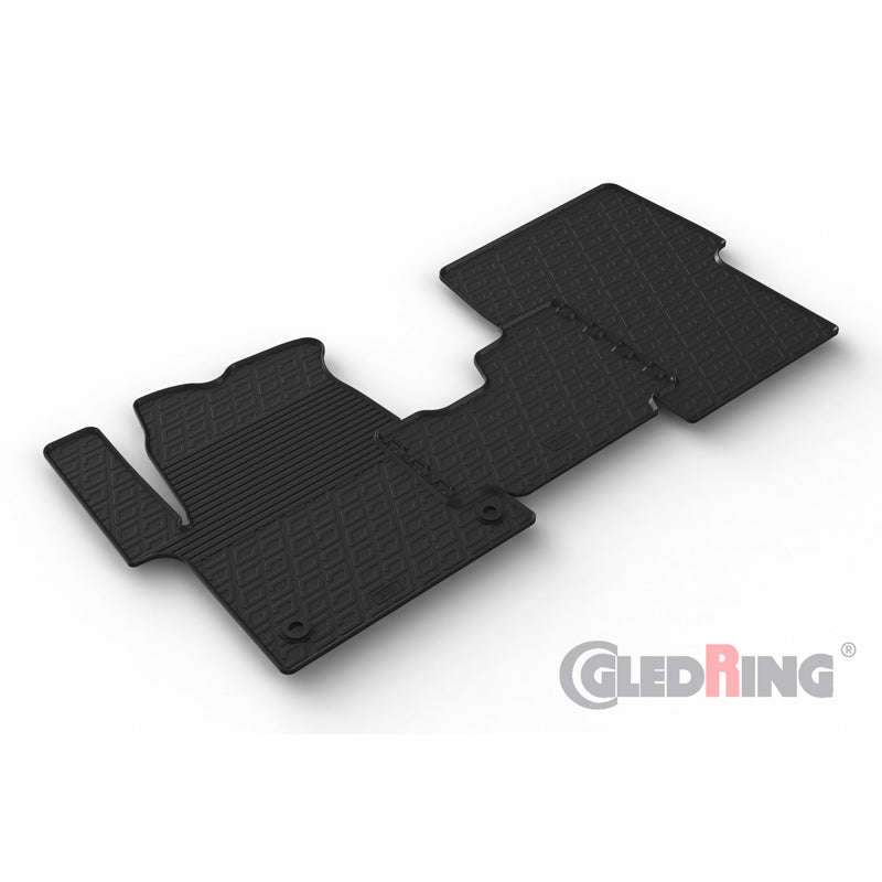 Gledring, Gummimatten für Citroën Spacetourer, Fiat Scudo, Opel Zafira Life, Peugeot Traveller und Toyota Proace Verso, 3-teilig mit Montageclips