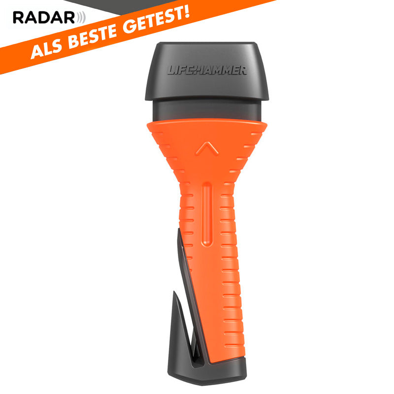 Lifehammer, Evolution Sicherheitshammer mit Keramik-Hammerkopf und Gurtschneider für den Sicherheitsgurt