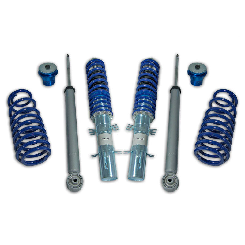 Bonrath, Gewindefahrwerke passend für Audi A3 8L 1.6/1.8/1.8T/1.9TDi 1996-2002, Stahl, Aluminium, Blau