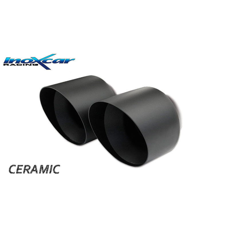 InoXcar, 100% Edelstahl Sportauspuff passend für Volkswagen Scirocco 2.0 TDi 140PS 2008- 2x80mm Ceramic Black, Inox, Schwarz