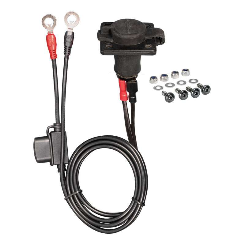 OptiMate, 12V Panelmount Steckdosen-Set, wetterfeste AUTO-Steckverbindung mit SAE-Verbindungskabel