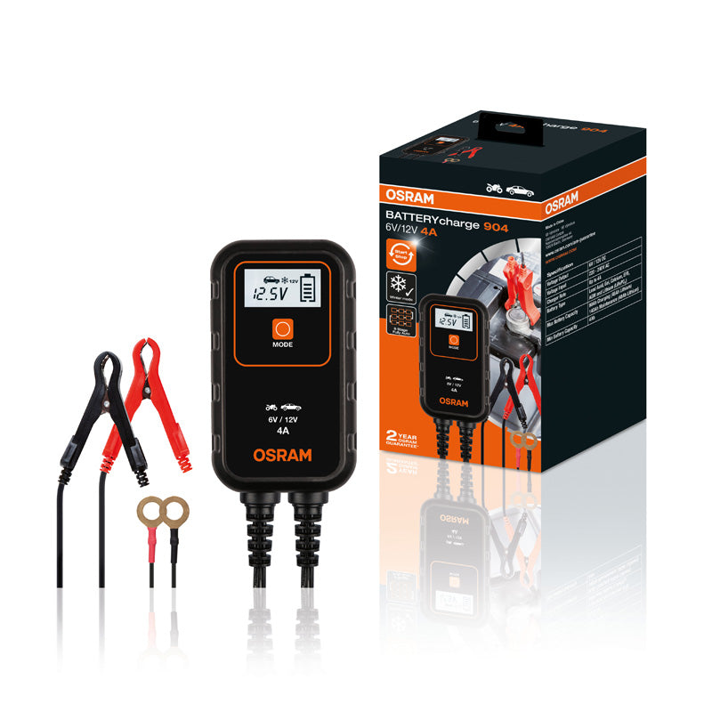 Osram, BATTERYcharge 904 - Batterie Ladegerät, Orange, Schwarz