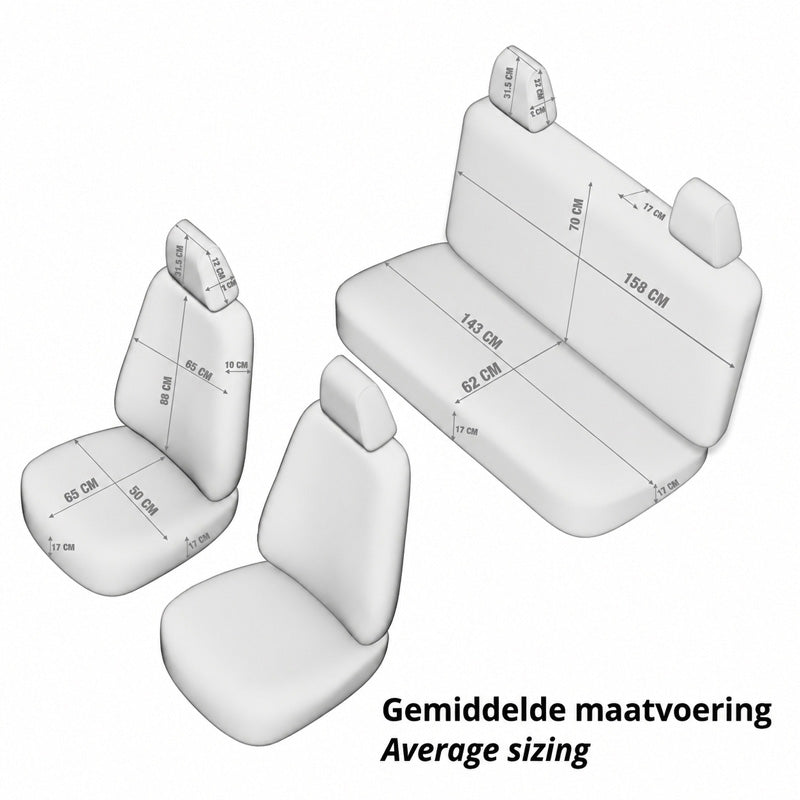 otoM, Sædeovertræk, 'SelectedFit One' Modern Design, Sort - 10-dele, passer til side-airbags