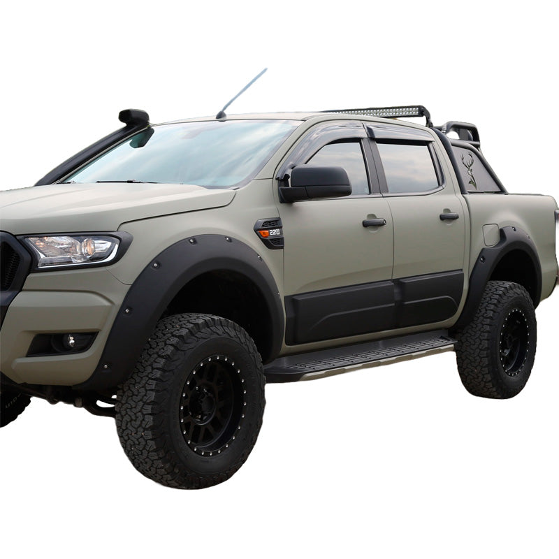 OneWay, Seitliche Karosserieleisten-Set, Mattschwarz, Passend für Ford Ranger T6/T7/T8 2012-2022, 4 Teile