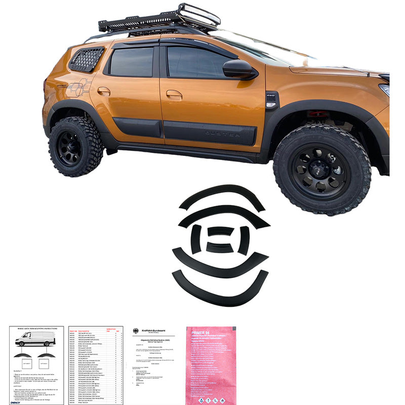 OneWay, Vollständiges Karosseriekit, Matt Schwarz, passt für Dacia Duster II 2018-2024, 12-teiliges Set