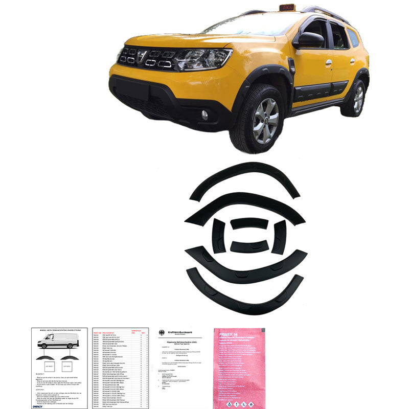 OneWay, Komplettes Bodykit, Matt Schwarz, passt für Dacia Duster II (2018-2024), 12-teiliges Set