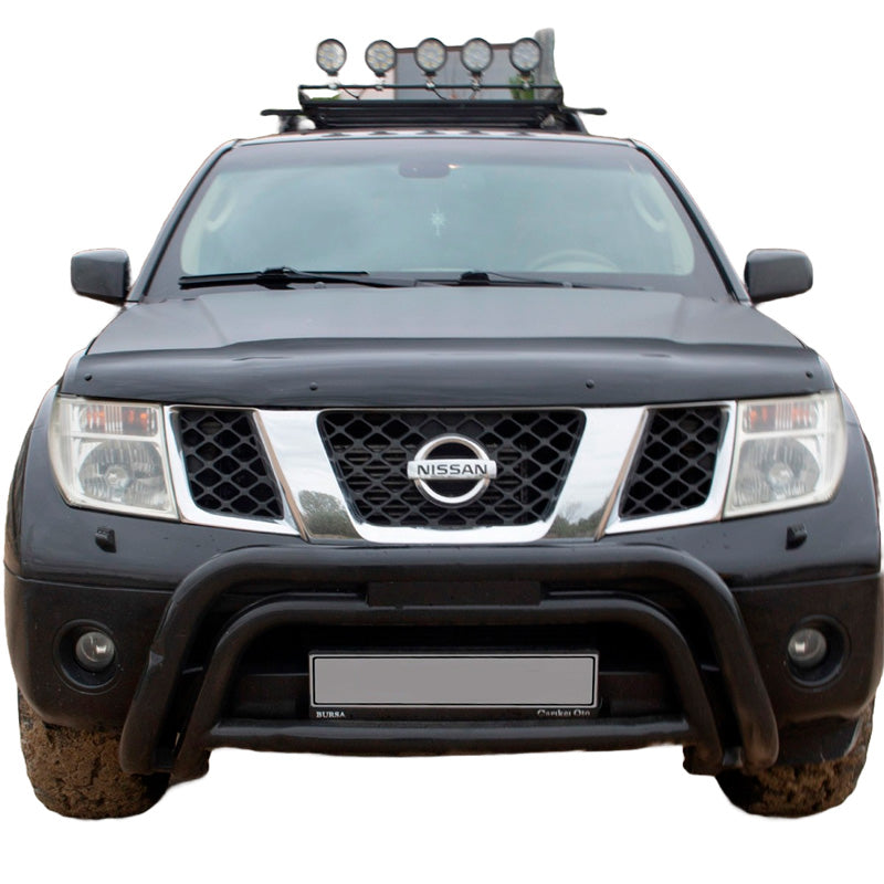 OneWay, Motorhaubenschutz, Schwarz glänzend, Passend für Nissan Navara D40 2005-2010