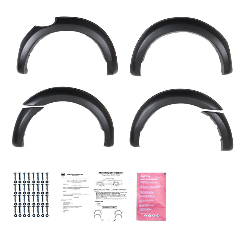 OneWay, Fender-Flares-Set, Matt Schwarz, Passend für Ford Ranger T6/T7/T8 (2012-2022) – 6 Teile