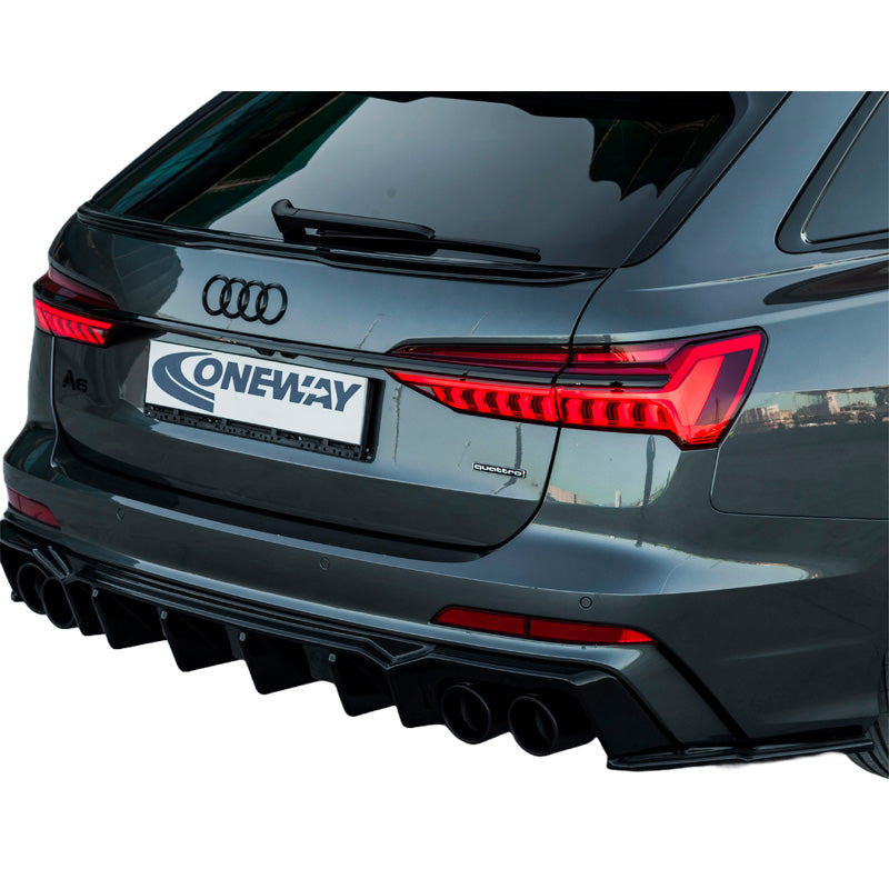 OneWay, Heckstoßstangen-Seitendiffusoren, Hochglanzschwarz, Passend für Audi A6 S-Line/S6 C8 (Sedan/Avant) 2018-, 2-teiliges Set
