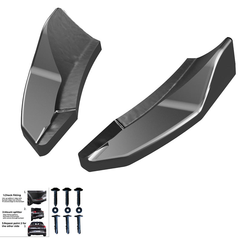 OneWay, Heckstoßstangen-Splitter, Hochglanzschwarz, Passend für Ford Fiesta ST MK8 2017-, 'Sporty Design'