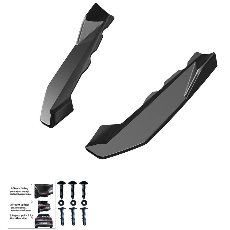 OneWay, Heckstoßstangen-Seitensplitter, Hochglanzschwarz, Passend für BMW X1 F48 M-Pack 2015-2019, 2-teiliges Set