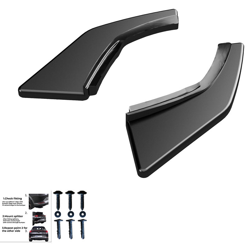 OneWay, Heckstoßstangen-Seitensplitter, Hochglanzschwarz, Passend für Volkswagen Golf VII HB GTi/GTD 2013-2016, 2-teiliges Set