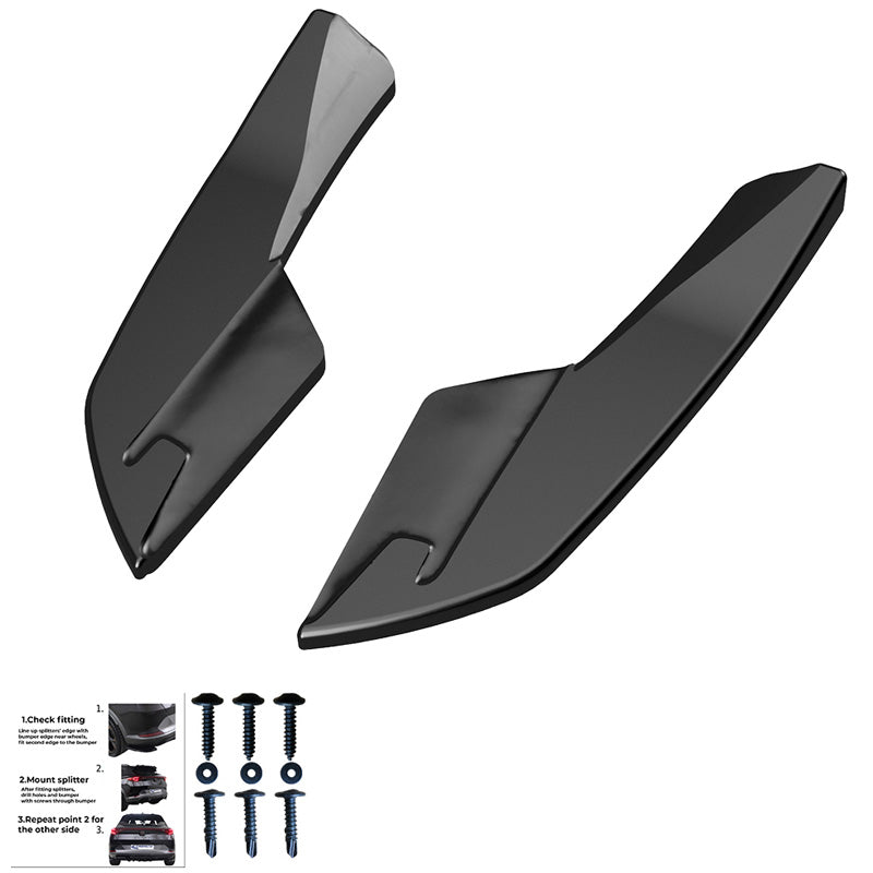OneWay, Heckstoßstangen-Splitter, Hochglanzschwarz, Passend für Audi S3 8V Sedan (2013-2016), Version 2
