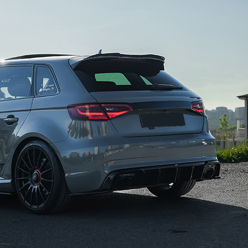 OneWay, Unterlippe hinten, Mattschwarz, passt für Audi RS3 8V Sportback (2015-2016)