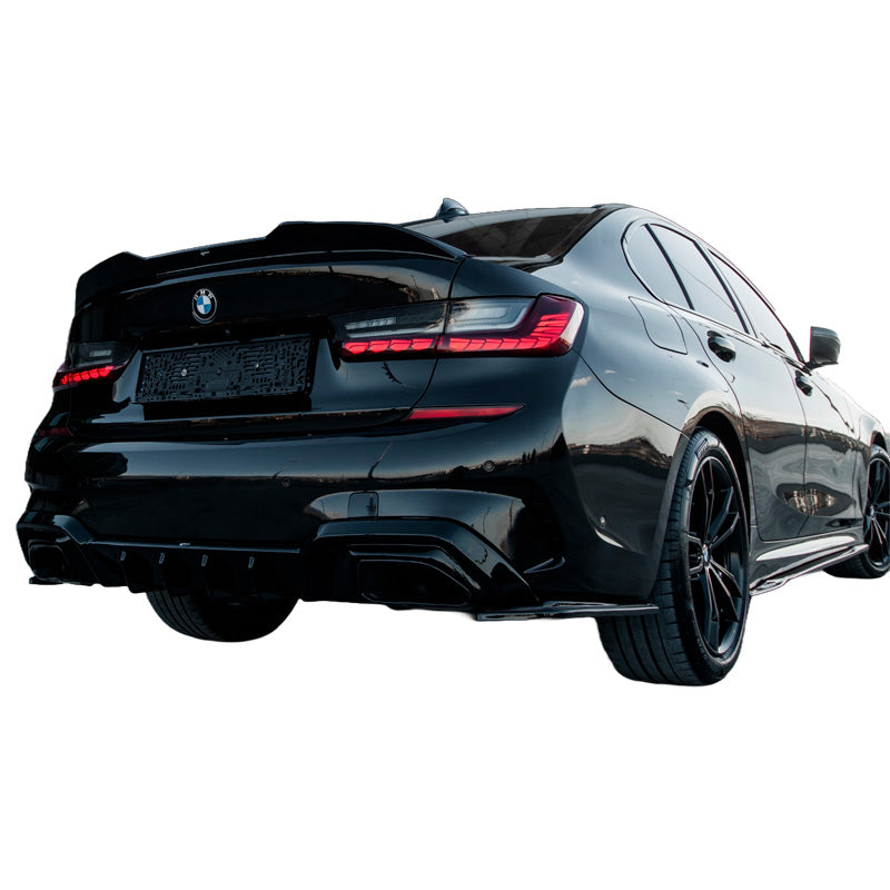 OneWay, Heckstoßfänger-Seitensplitter, Hochglanzschwarz, passt zu BMW 3-Serie G20/G21 M-Pack (2018-2022), 2-teiliges Set
