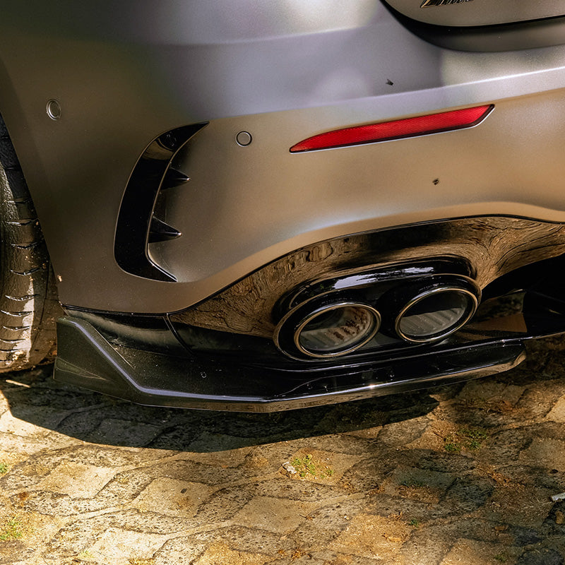 OneWay, Frontlippe (hinten), glanzschwarz, 2 Stk., passt zu Mercedes A-Class (W177) A45 S Aero Pack (2019-2023) & FL (2023-)