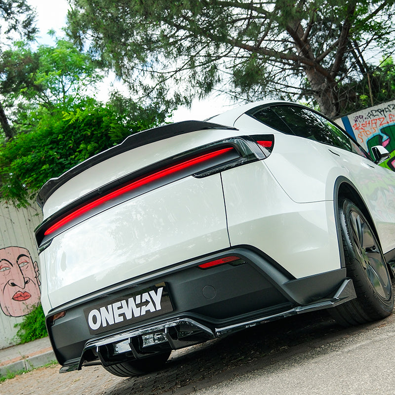 OneWay, Underlæbe, bag, Blank sort, passer til Tesla Model Y 'Juniper' FL (2025-)