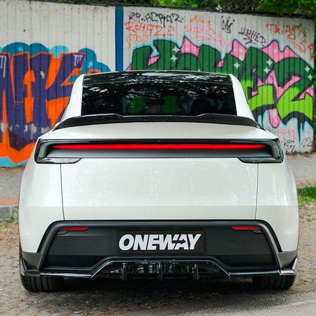 OneWay, Underlæbe, bag, Blank sort, passer til Tesla Model Y 'Juniper' FL (2025-)