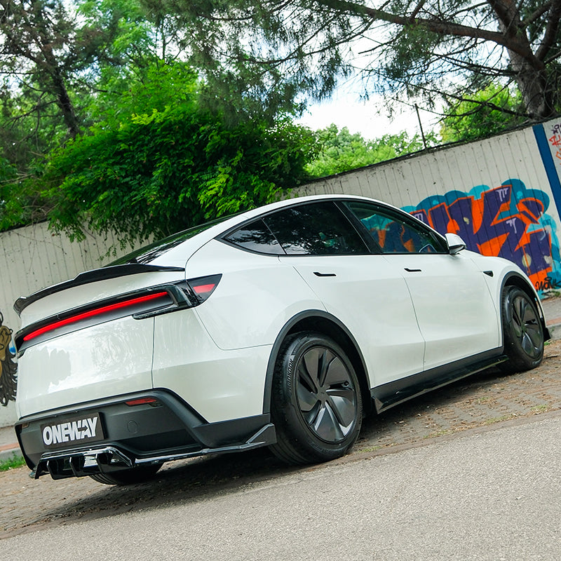 OneWay, Underlæbe, bag, Blank sort, passer til Tesla Model Y 'Juniper' FL (2025-)