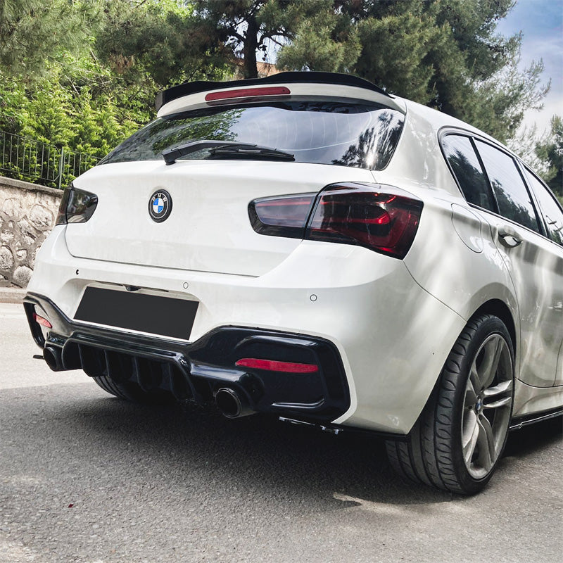OneWay, Heckstoßfänger-Diffusor, Glänzend schwarz, passt zu BMW 1-Serie F20/F21 Facelift M-Power 2015-2019