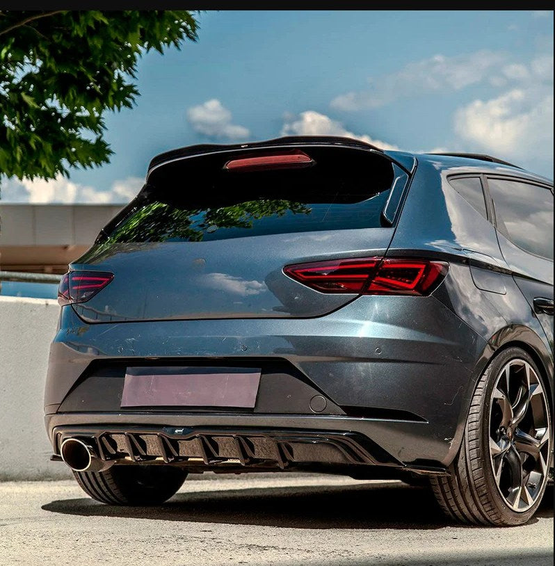 OneWay, Heckstoßfänger-Diffusor, Glanzschwarz, passt zu Seat Leon (5F) HB FR Facelift 2017-2020