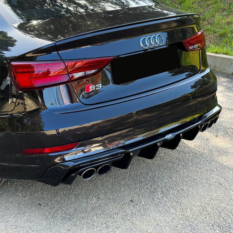 OneWay, Heckstoßfänger-Diffusor, Glänzend schwarz, passt zu Audi S3 Sedan 8V Facelift (2016-2020)