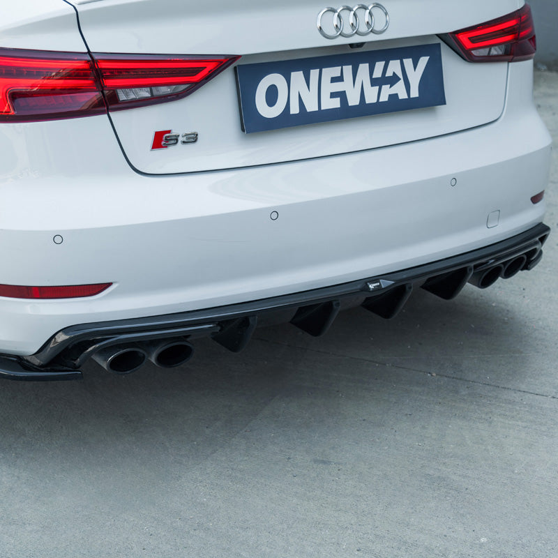 OneWay, Heckstoßfänger-Diffusor, Glänzend schwarz, passt zu Audi S3 Sedan 8V 2013-2016