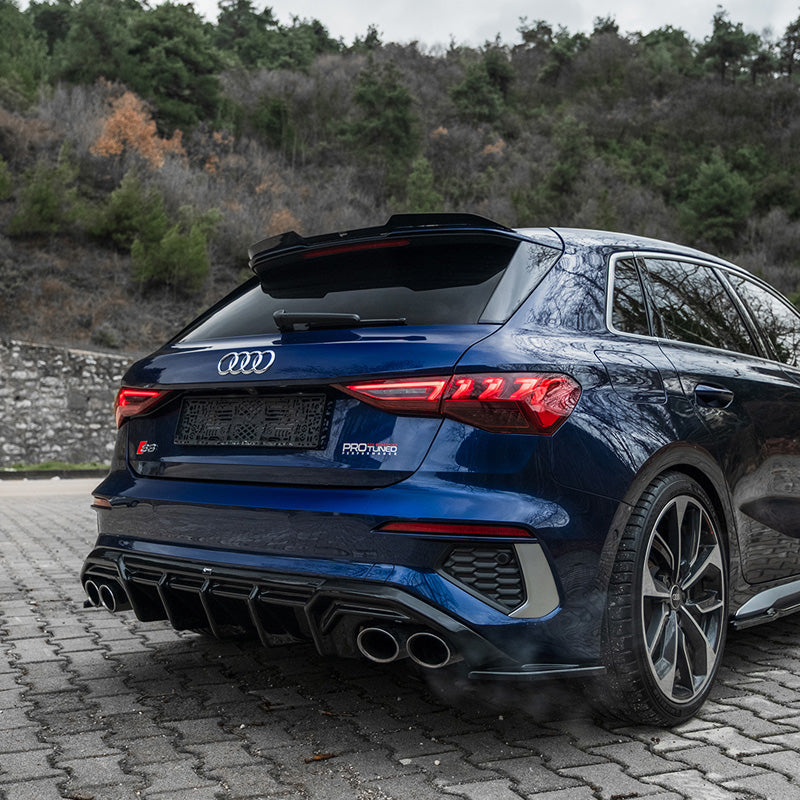 OneWay, Heckstoßfänger-Diffusor, Glänzend schwarz, passt zu Audi A3 8Y S-Line/S3 Sedan/Sportback 2020-