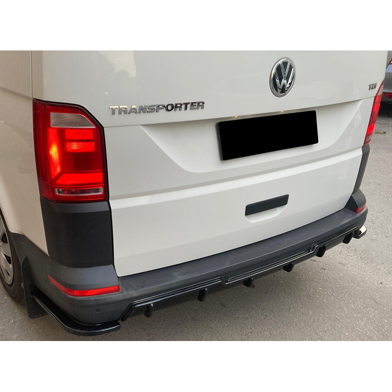 OneWay, Heckstoßstangen-Diffusor, ABS-Kunststoff, glänzend schwarz, Passend für Volkswagen Transporter T6/T6.1 (2015-2022)