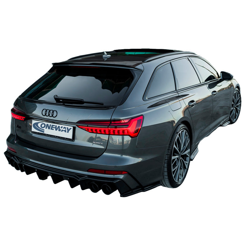 OneWay, Heckstoßstangen-Diffusor, glänzend schwarz, Passend für Audi A6 S-Line/S6 C8 (Sedan/Avant) 2018-, 'Sporty'