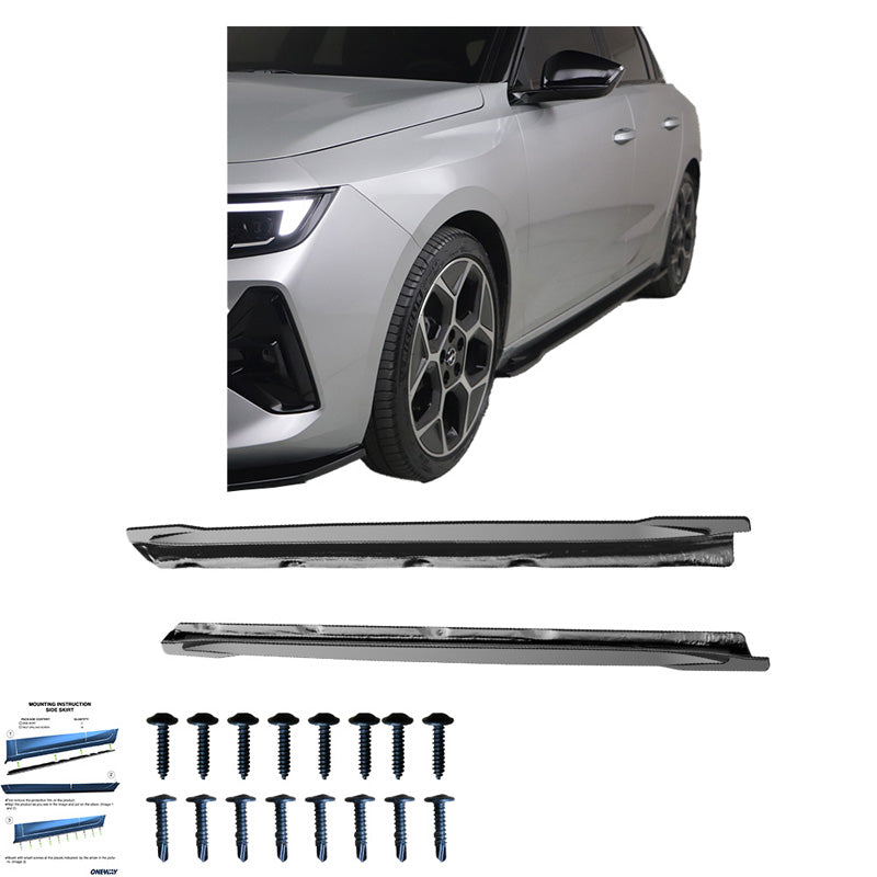 OneWay, Seitenschweller, Hochglanzschwarz, Passend für Opel Astra L HB/ST 2021-, 2-teiliges Set