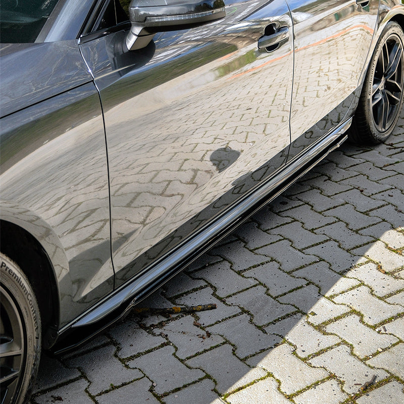 OneWay, Seitenschweller, Glanzschwarz, passend für Audi A4 (B9) Sedan/Avant S4/S-Line Facelift (2019-2024)