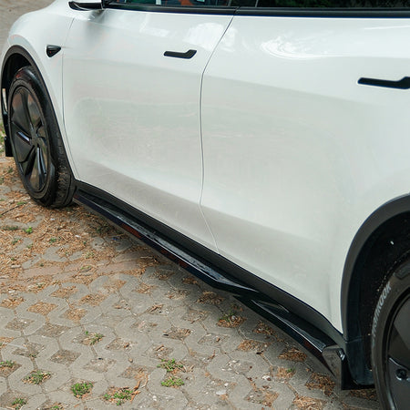 OneWay, Sideskørte, Blank sort, 2-delt sæt, passer til Tesla Model Y 'Juniper' FL (2025-)