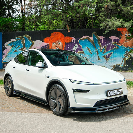 OneWay, Sideskørte, Blank sort, 2-delt sæt, passer til Tesla Model Y 'Juniper' FL (2025-)