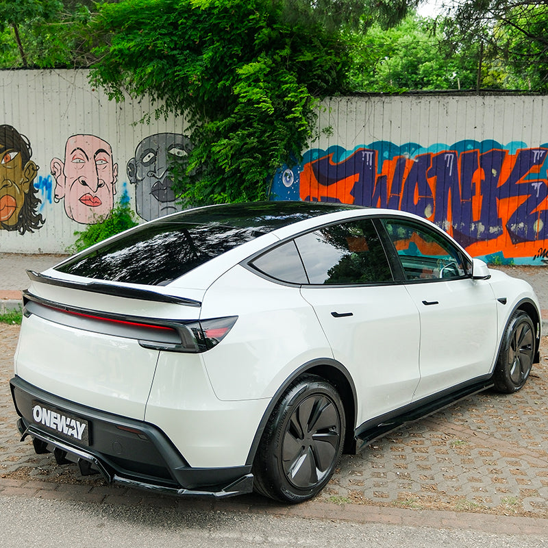 OneWay, Sideskørte, Blank sort, 2-delt sæt, passer til Tesla Model Y 'Juniper' FL (2025-)