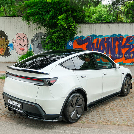 OneWay, Sideskørte, Blank sort, 2-delt sæt, passer til Tesla Model Y 'Juniper' FL (2025-)
